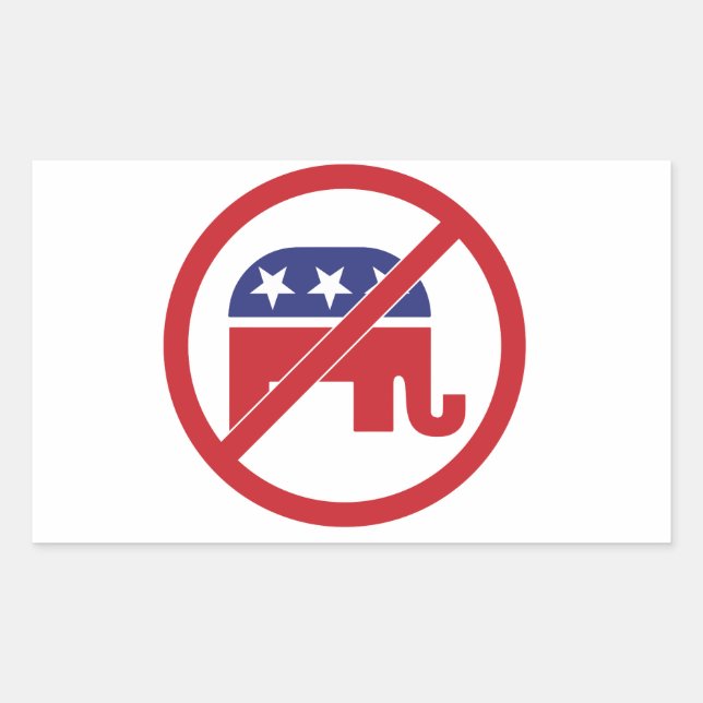 Sticker Rectangulaire Pas de politique Eléphant Républicain (Devant)