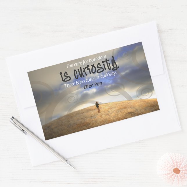 Sticker Rectangulaire "Pas de remède à la curiosité" (Enveloppe)