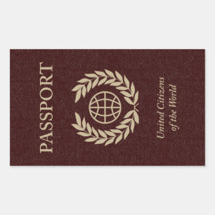 Sticker Rectangulaire passeport bordeaux