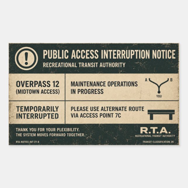 Sticker Rectangulaire Passerelle R.T.A. 12 Accès public (Devant)