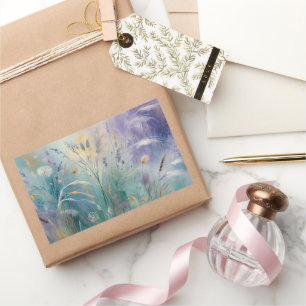 Sticker Rectangulaire Pastel Abstrait Whispers of Nature, Grasses II