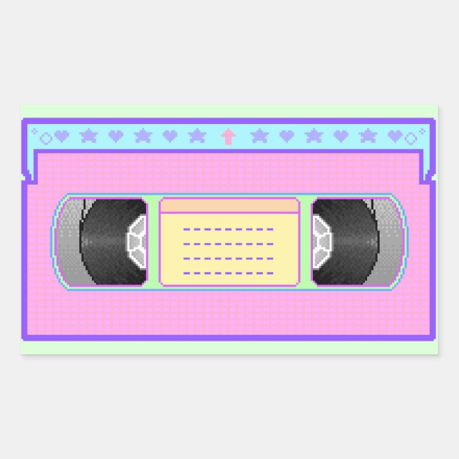 Sticker Rectangulaire Pastel kawaii VHS vaporwave pixel art (Devant)