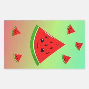 Sticker Rectangulaire pastèque et bébés heureux