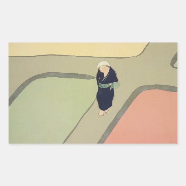 Sticker Rectangulaire Path through fields Kamisaka Sekka japan painting  (Devant)