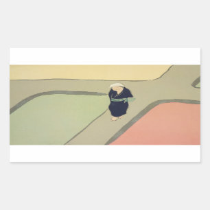 Sticker Rectangulaire Path through fields Kamisaka Sekka japan painting