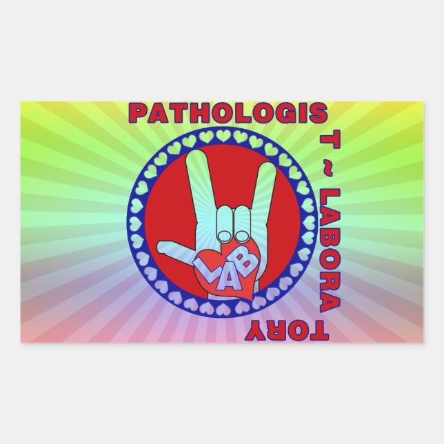 STICKER RECTANGULAIRE PATHOLOGUE CARRÉ ASL LOVE LOGO (Devant)