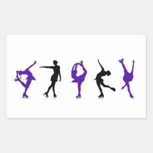 Sticker Rectangulaire Patinage artistique - violet et noir