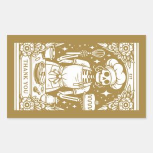 Sticker Rectangulaire Pâtisserie boulangère Chef produit Or