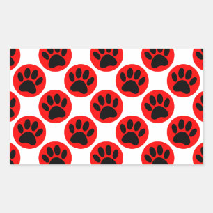 Sticker Rectangulaire Patrouilles De Chien Noir En Pois Rouge
