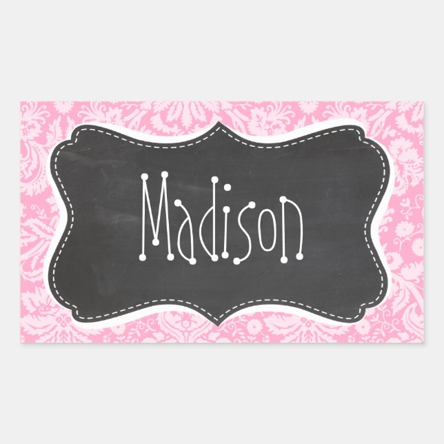 Sticker Rectangulaire Patters de Damask (Devant)