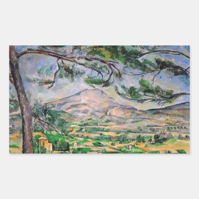 Sticker Rectangulaire Paul Cezanne - Mont Sainte-Victoire et Grand Pin (Devant)