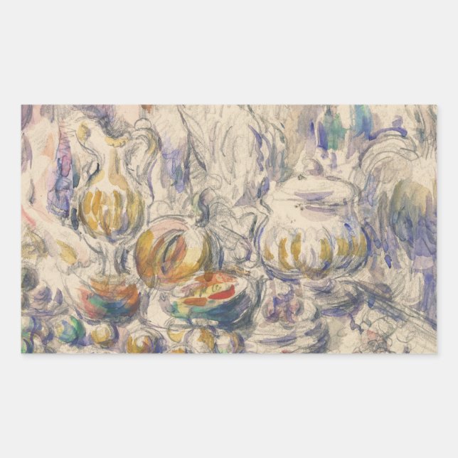 Sticker Rectangulaire Paul Cezanne - Pot et Soup Tureen (Devant)