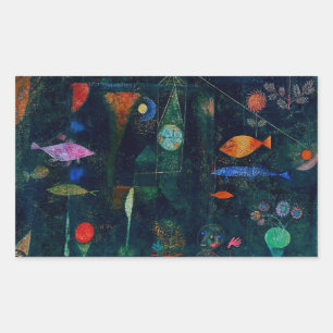 Sticker Rectangulaire Paul Klee Fish Magic Peinture Abstraite Art graphi