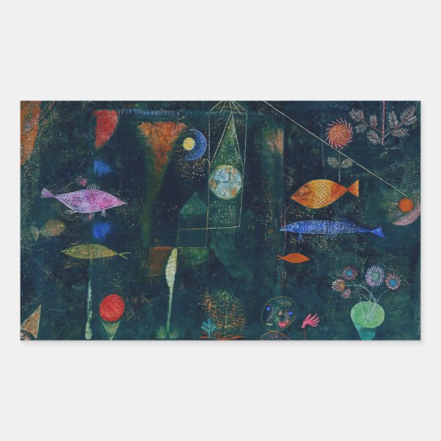 Sticker Rectangulaire Paul Klee Fish Magic Peinture Abstraite Art graphi (Devant)