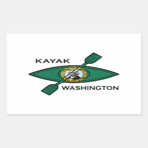 Sticker Rectangulaire Pavillon d'État de Kayak Washington