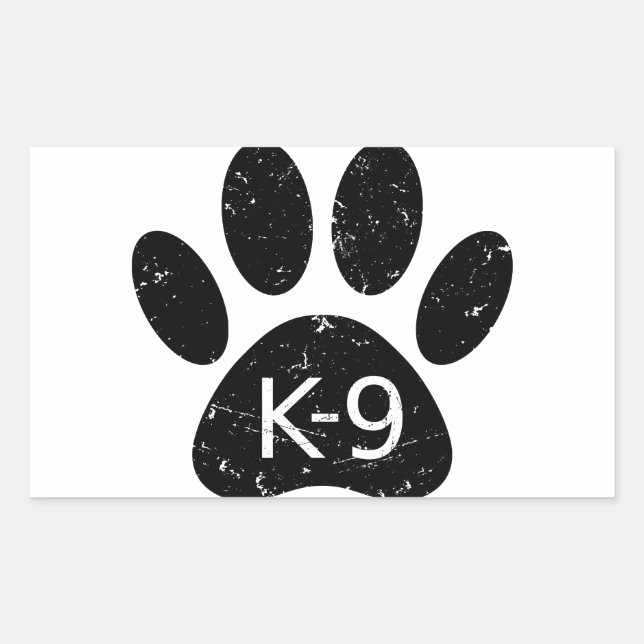 Sticker Rectangulaire Paw Chien en Perdu Grunge K-9 (Devant)