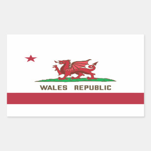 Sticker Rectangulaire Pays de Galles République Drapeau de dragon Pride