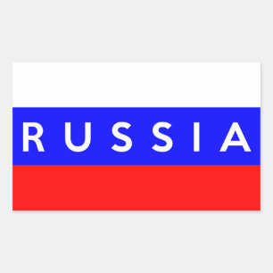 Sticker Rectangulaire pays de russie symbole nom texte