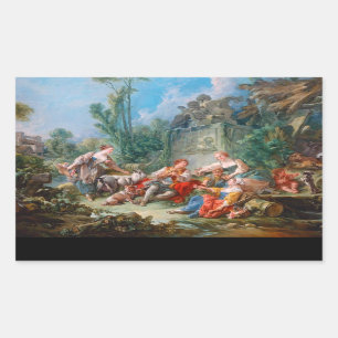 Sticker Rectangulaire paysage de rococos de l'idylle du berger de