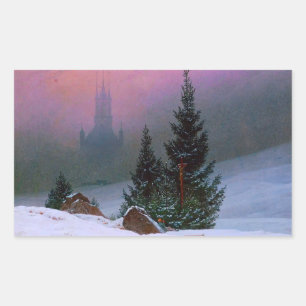 Sticker Rectangulaire Paysage d'hiver Caspar David Friedrich