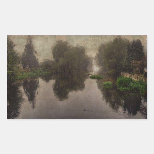 Sticker Rectangulaire Paysage du Vieux Monde Peinture d'Art (Devant)