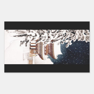 Sticker Rectangulaire Paysage hivernal Cool oriental japonais Hasui Kawa