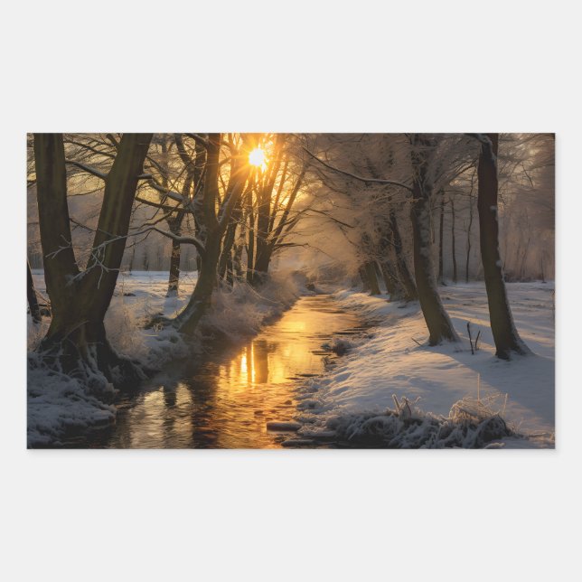 Sticker Rectangulaire Paysage hivernal (généré par AI) (Devant)