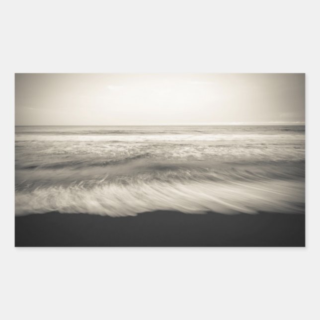 Sticker Rectangulaire Paysage marin N&B, Hawaï (Devant)