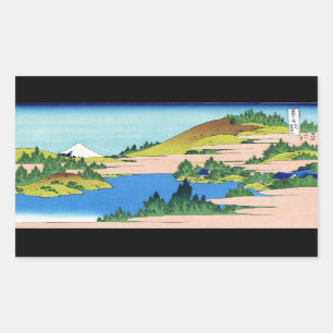 Sticker Rectangulaire Paysage oriental frais de vue de Hokusai Fuji de