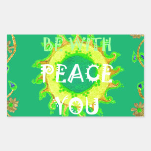 Sticker Rectangulaire Peace Be With You : Inspirant Vert et Jaune