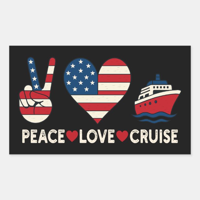 Sticker Rectangulaire Peace Love Cruise USA Vacances Vibes (Devant)
