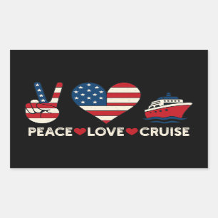 Sticker Rectangulaire Peace Love Cruise USA Vacances Vibes