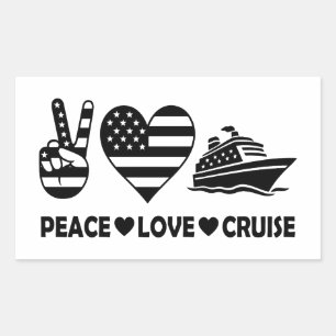 Sticker Rectangulaire Peace Love Cruise USA Vacances Vibes