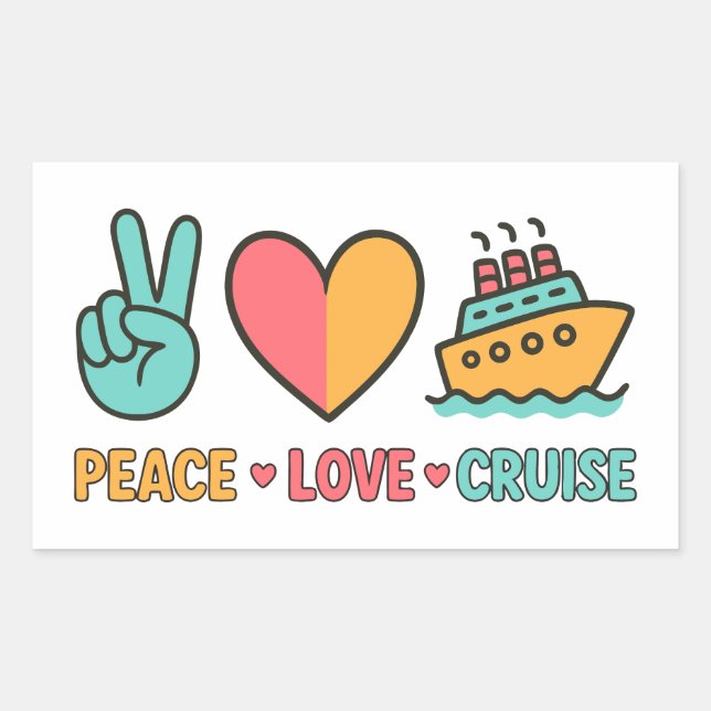 Sticker Rectangulaire Peace Love Cruise Vacances (Devant)