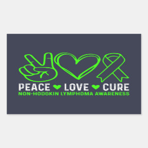 Sticker Rectangulaire Peace Love Cure Lymphoma Sensibilisation