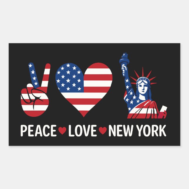 Sticker Rectangulaire Peace Love New York (Devant)