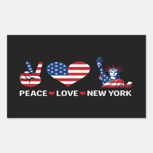 Sticker Rectangulaire Peace Love New York