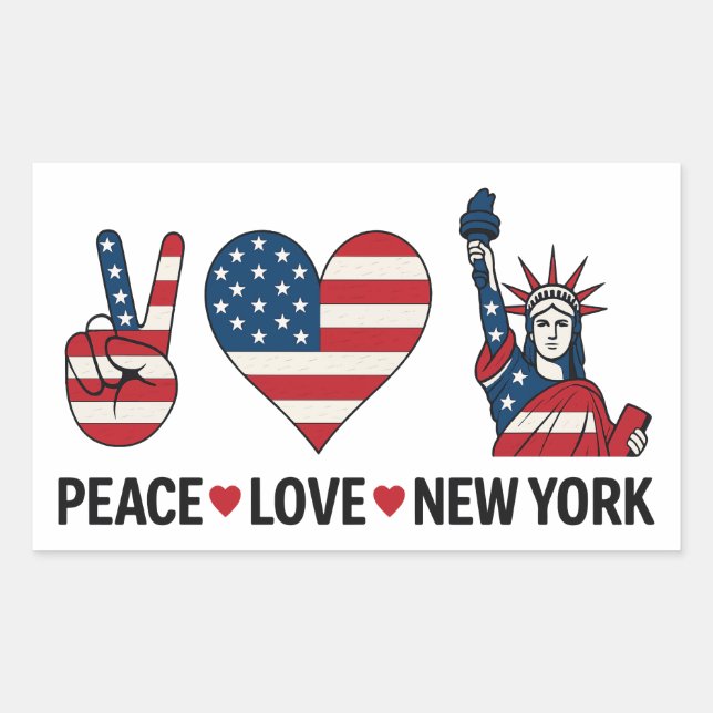 Sticker Rectangulaire Peace Love New York (Devant)