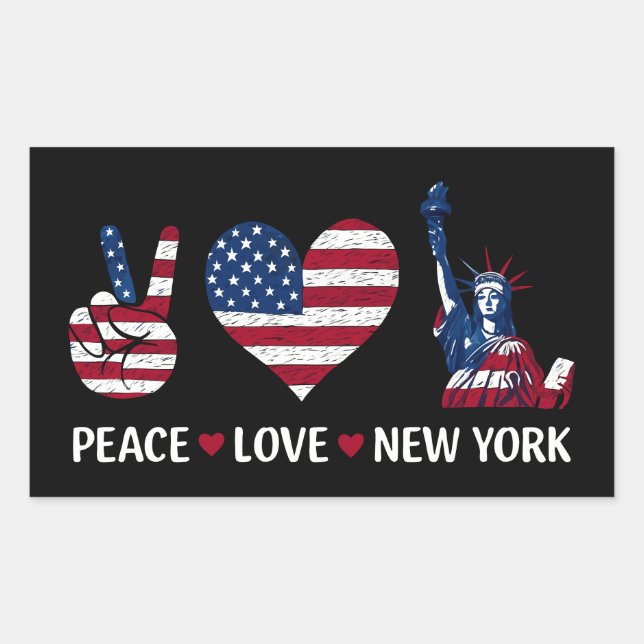 Sticker Rectangulaire Peace Love New York (Devant)