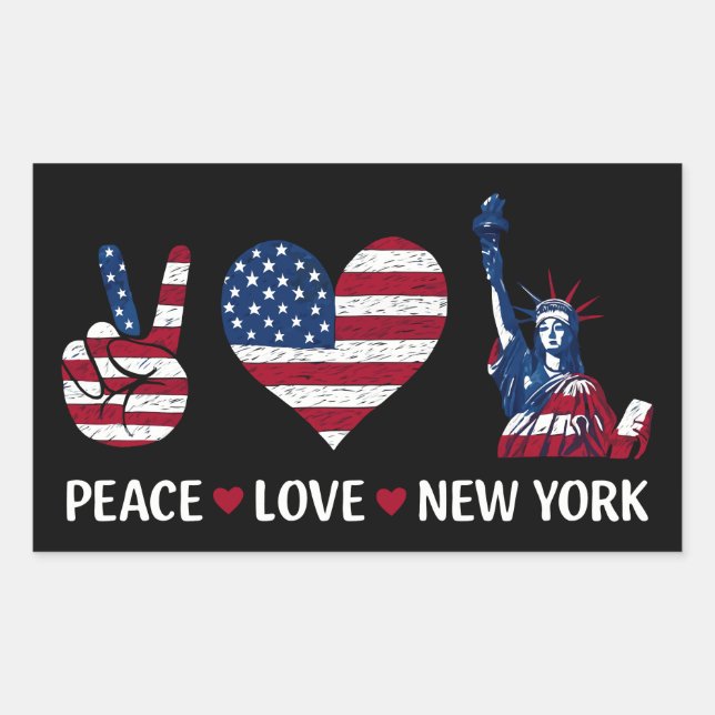 Sticker Rectangulaire Peace Love New York (Devant)
