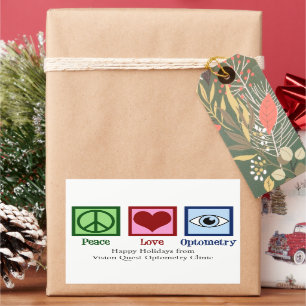 Sticker Rectangulaire Peace Love Optométrie Personnalisé Optomestrist