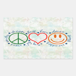 Sticker Rectangulaire Peace Love Smile