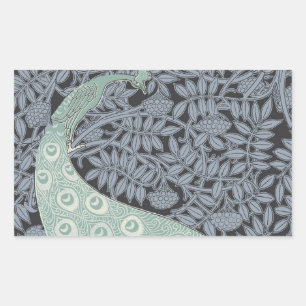 Sticker Rectangulaire Peacock Art Nouveau Bird Classic