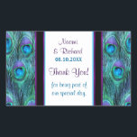 Sticker Rectangulaire Peacock Feather Drama - Merci Seal - Personnaliser<br><div class="desc">Le texte est prêt pour vous à customiser avec votre nom et votre adresse. Autres produits correspondants disponibles dans mon magasin.</div>