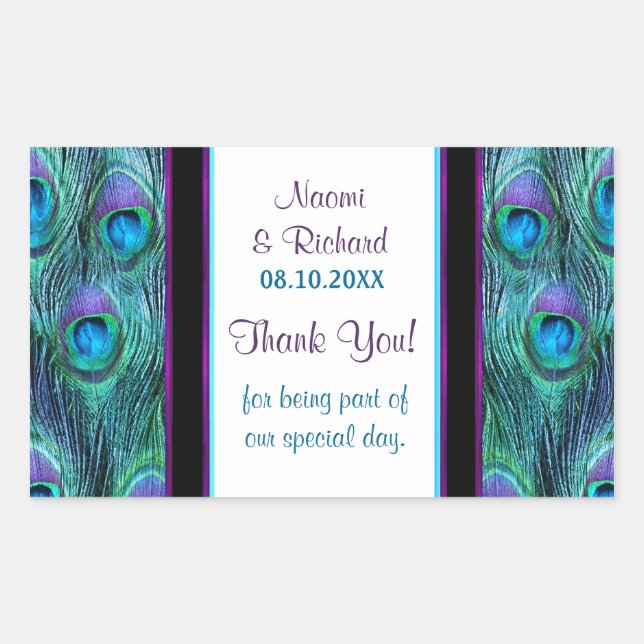 Sticker Rectangulaire Peacock Feather Drama - Merci Seal - Personnaliser (Devant)