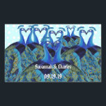 Sticker Rectangulaire Peacocks vintages Embrasser les cadeaux de mariage<br><div class="desc">Peacocks vintages Embrasser les cadeaux de mariage</div>