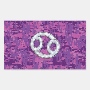Sticker Rectangulaire Pearl comme cancer Symbole Zodiaque sur Camo numér