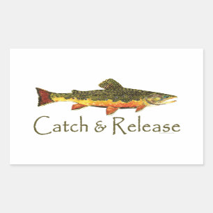 Sticker Rectangulaire Pêche à la truite de capture et de rejet