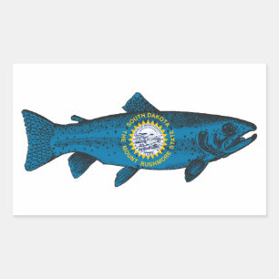 Sticker Rectangulaire Pêcher la truite du Dakota du Sud