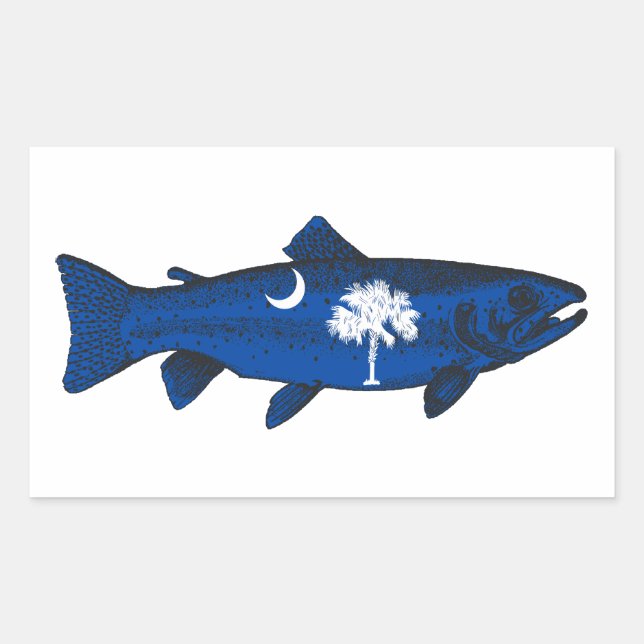 Sticker Rectangulaire Pêcher la truite en Caroline du Sud (Devant)